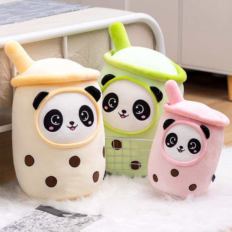 Julian - Cute Panda Boba Tea Squishies - Beige / 23cm