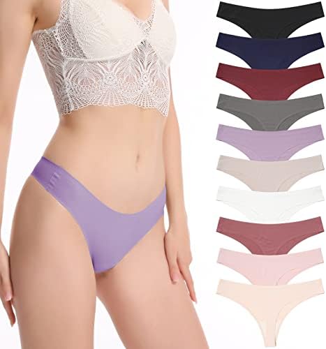 BIONEK Seamless Thong For Women Thong Underwear No Show Soft G-String Low Waist T-Back Thong Panties Multiplecolor 6/10 Pack