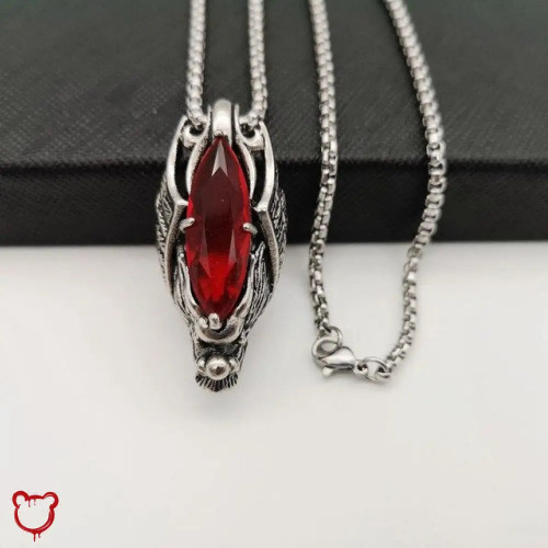 Savage Crystal Bat Necklace - Red stone / 70cm
