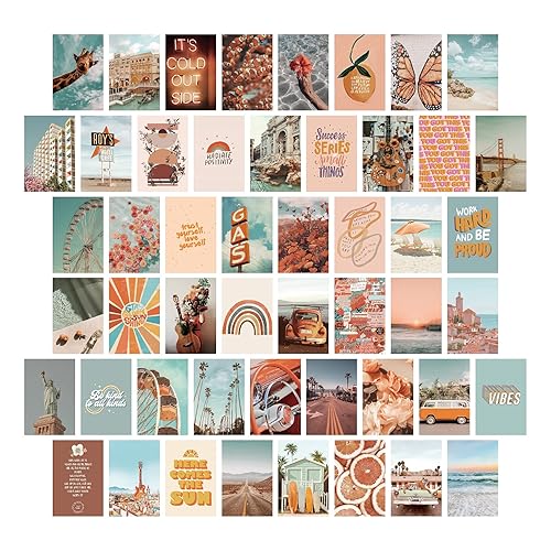 PROCIDA Wall Collage Kit for Teen Girls, Cute Aesthetic Room Decor, Boho Pictures Posters Aesthetic Wall Decor for Teen Girls Room 50 Set 4x6 Inch - Boho
