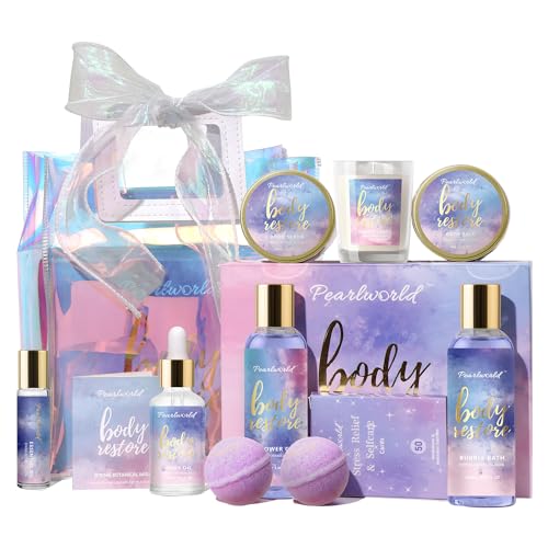 PEARLWORLD Spa Gift Set for Women, Gift Box for Women, Bath and Body Lotion Gift Basket for Teen Girls, 12 Piece Home Spa Set - aromatic