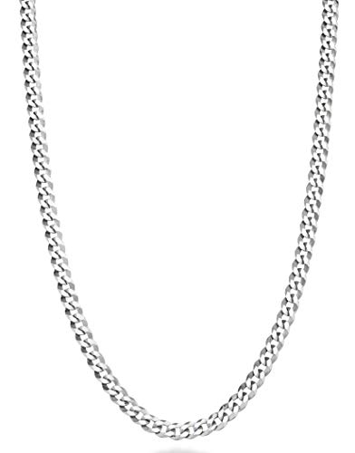 Miabella Italian Solid 925 Sterling Silver 3.5mm Diamond Cut Cuban Link Curb Chain Necklace for Women Men, Made in Italy - Length 20 Inch