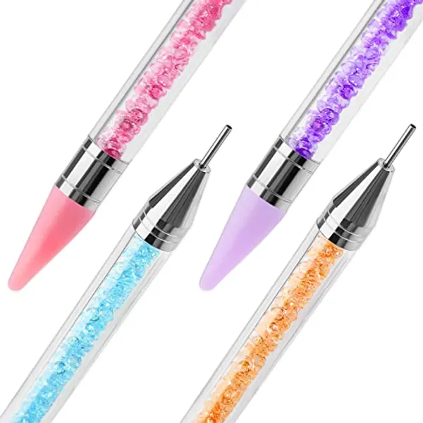 Thinp 4 Pieces Diamond Art Painting Pens, Rhinestone Dotting Pen No Wax Needed Self-stick Drill Pens with Double Heads for 5D Diamond Art Painting Accessories DIY Crafts Painting Cross-stitch Manicure