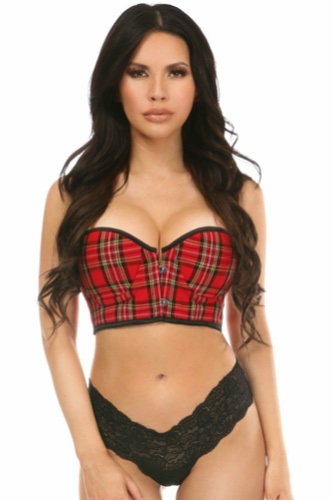Lavish Red Plaid Underwire Short Bustier - Small / As Shown