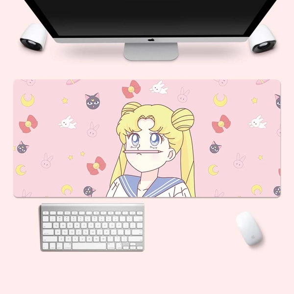 Sailor Moon Gaming Mouse Pad Cardcaptor Sakura Large Desk Mat Kawaii Desk Accessories Cute Mouse Mat - E