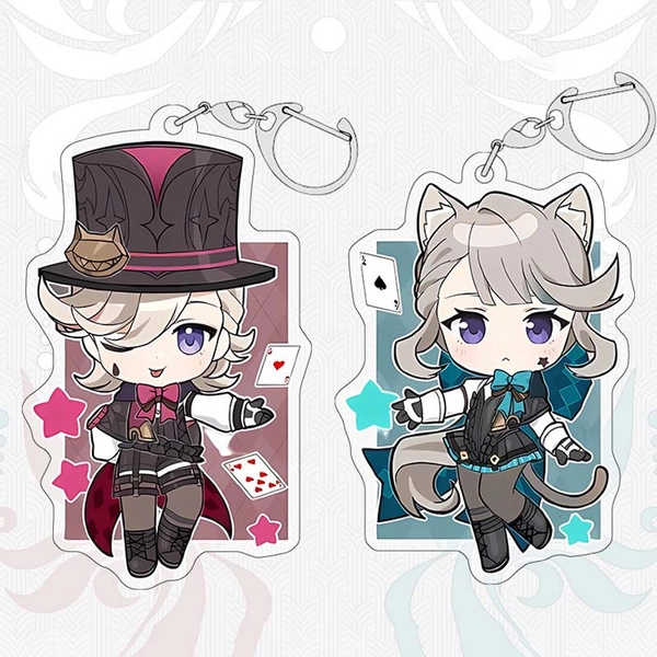 Lyney Lynette Acrylic Charms Genshin Impact Keychains Fontaine Magicians