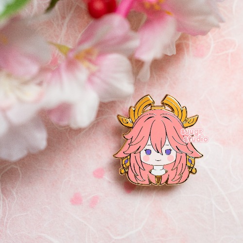 Genshin Impact Raiden Shogun Baal & Yae Miko Hard Enamel Pin - Yae / [A Grade] / Locking Clasps