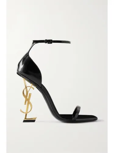 SAINT LAURENT Opyum embellished patent-leather sandals