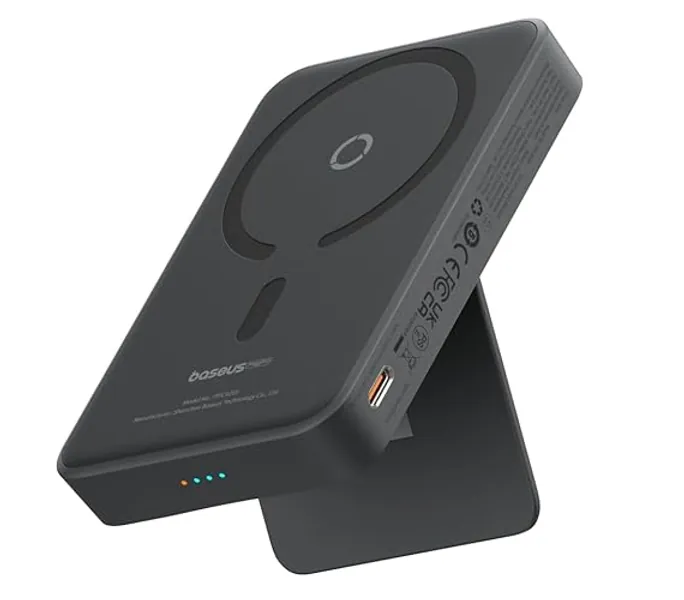 Baseus Magsafe Powerbank MagPro, Magnético Inalámbrico Batería Externa, 5000mAh Mini Powerbank con USB-C, Magsafe Batería PD 20w Carga Rápida, para iPhone 15/14/13/12, Negro - Negro