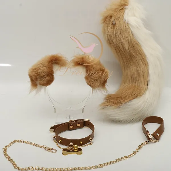 Handmade Golden Retriever Ears and Tail - Collar - Pet leash - Costplay - Claw and Beast Plush Shoe Cover - Festival Gifts - Plush Toys