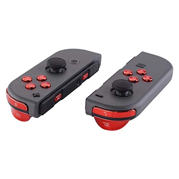 eXtremeRate Chrome Red Replacement ABXY Direction Keys SR SL L R ZR ZL Trigger Buttons, Full Set Buttons Repair Kits with Tools for Nintendo Switch & Switch Oled Joy-con - JoyCon Shell NOT Included