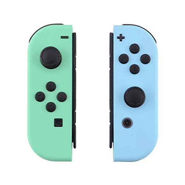 eXtremeRate Soft Touch Grip Mint Green & Heaven Blue Housing with Full Set Buttons, DIY Replacement Shell Case for Nintendo Switch & Switch OLED Model Joy-Con – Controller NOT Included