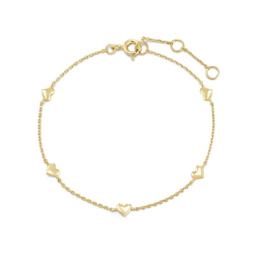 MULTI MICRO HEART BRACELET - 14K Gold Plated Sterling Silver