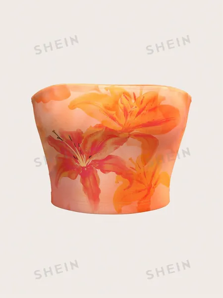 Floral Pattern Bandeau Top