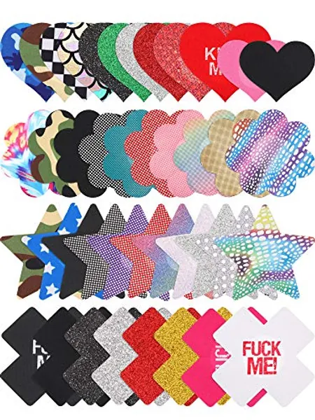 WILLBOND Multi Design Pasties Breast Covers Disposable Bra Satin Petal Stickers Adhesive Breast Pasties