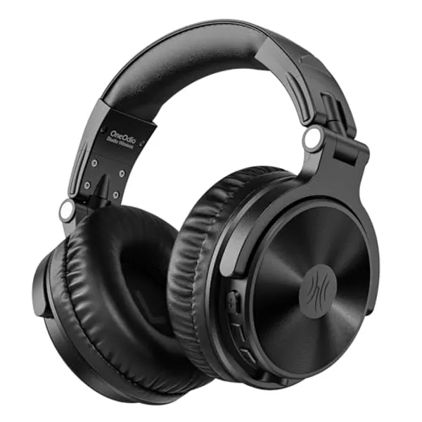 OneOdio Bluetooth Over Ear Headphones, 110 Hrs Wireless/Wired Stereo Sound Foldable Headsets with Deep Bass 50mm Neodymium Drivers for PC/Phone/Tablet - Studio Wireless Pro C, Black