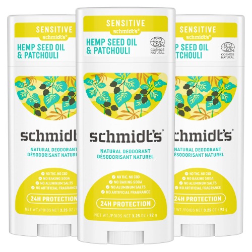 Schmidt's Aluminum Free Natural Deodorant for Women and Men, Patchouli + Hops for Sensitive Skin with 24 Hour Odor Protection, Certified Cruelty Free, Vegan Deodorant, 3.25oz, 3 pack - Patchouli and Hops
