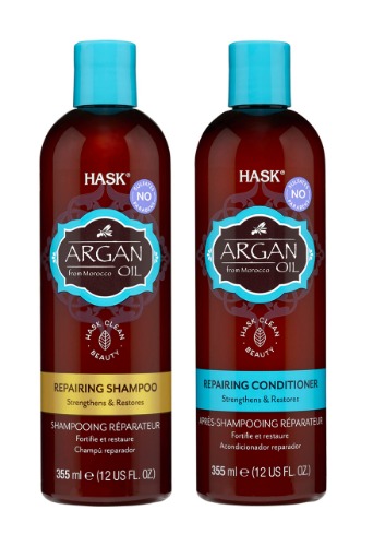 HASK ARGAN OIL Repairing Shampoo + Conditioner Set for All Hair Types, Color Safe, Gluten-Free, Sulfate-Free, Paraben-Free, Cruelty-Free - 1 Shampoo and 1 Conditioner - Argan Oil