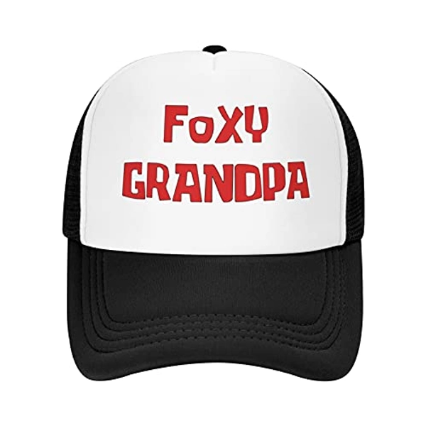 NVJUI JUFOPL Foxy Grandpa Funny Trucker Hat, Adjustable Mesh Baseball Cap for Men & Women - One Size - Black
