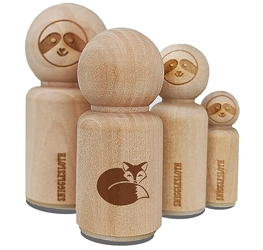 Fox Curled Up Sleeping Rubber Stamp for Stamping Crafting Planners - 1 Inch Medium - 1 Inch Medium