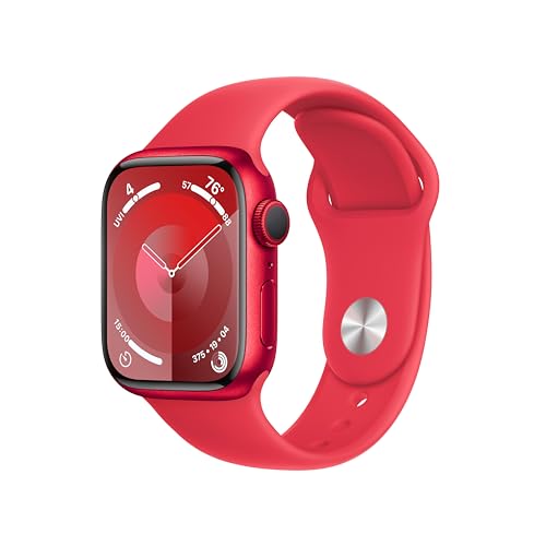 Apple Watch Series 9 [GPS 41mm] Smartwatch with (Product) RED Aluminum Case with (Product) RED Sport Band S/M. Fitness Tracker, Blood Oxygen & ECG Apps, Always-On Retina Display - (PRODUCT)RED Aluminum w (PRODUCT)RED Sport Band - 41mm - S/M - fits 130–180mm wrists - Without AppleCare+