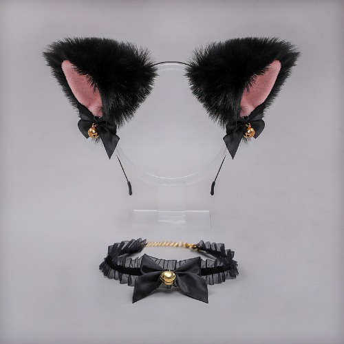 Fox Cat Ears Headband Choker Cosplay Accessory | Black A