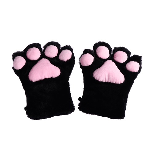 Cute Cartoon Kitty Paw Gloves | Black
