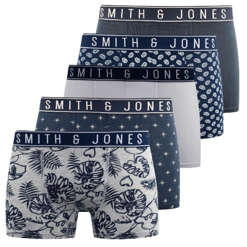 Smith and Jones Mens Boxers Shorts (5 Pack) Multipacked Underwear Gift Set, Mens Boxers Trunk
