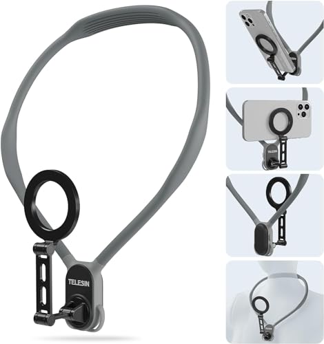 TELESIN MNM-002 Max Magnetic Neck Mount for Phones, Neck Phone Holder POV/Vlog Selfie Mount Hand Free Phone Neck Holder Chest Stand Strap Video Recording for iPhone 15 14 13 12 Seires Android Phones - Magnetic