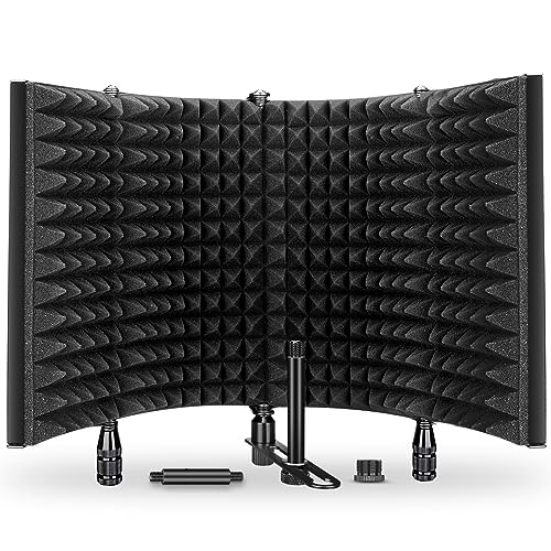 Aokeo Studio Recording Microphone Isolation Shield, Pop Filter.High density absorbent foam is used to filter vocal. Suitable for blue yeti and any condenser microphone recording equipment - Ao-504