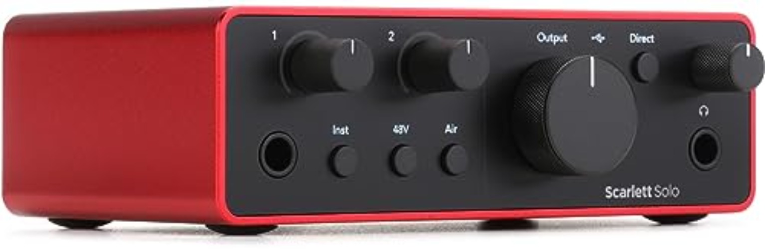 Focusrite Scarlett Solo 4th Gen USB Audio Interface, for the Guitarist, Vocalist, or Producer — High-Fidelity, Studio Quality Recording, and All the Software You Need to Record