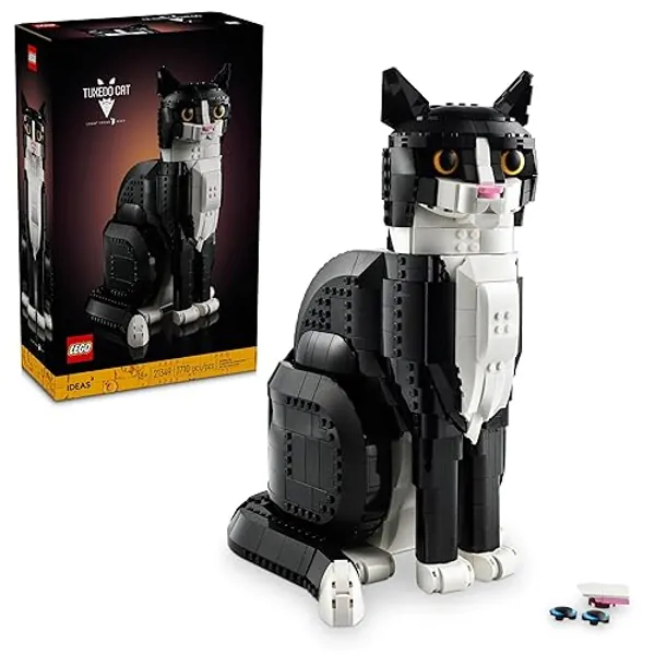 LEGO Ideas 21349 Schwarz-weiße Katze, Wohnaccessoire, Geschenkidee für Tierliebhaber und Katzenfreunde, Sammlermodell, kreative Aktivität, Bausatz für Erwachsene