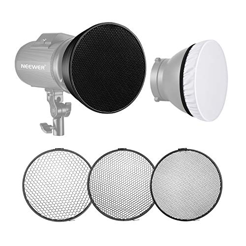 Neewer Standard Reflector 7 inches/18 centimeters Soft Diffuser with 20/40/60 Degree Honeycomb Grid for Bowens Mount Studio Flash Strobe Light Monolight - 20/40/60 degree+diffuser
