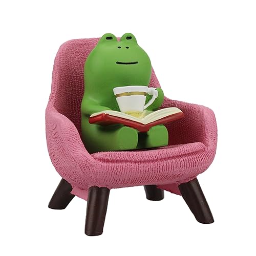 Refintural Miniature Frog Figurines - Funny Frog Sculpture for Shelf, Desk Decoration - Frog Desk Accessories - Perfect Cute Frog Gift for Frog Lovers(Pink Sofa) - 04-frog-sofa-pink