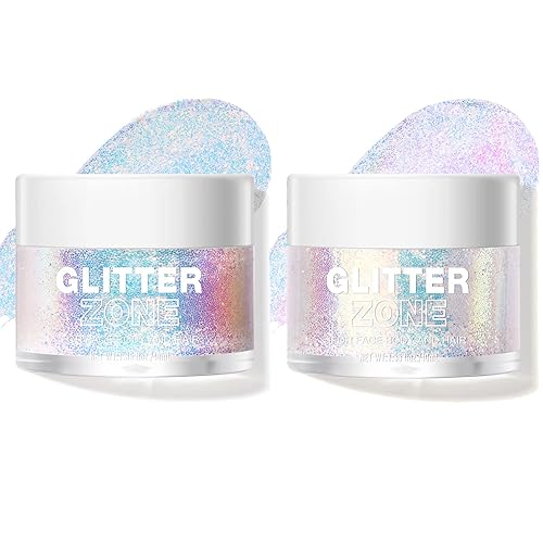 LANGMANNI Holographic Body Glitter Gel for Body, Face, Hair and Lip.Color Changing Glitter Gel Under Light. Vegan & Cruelty Free-1.35 oz (1# Golden Ocean+2# Sparkling Pink) - 1# Golden Ocean+2# Sparkling Pink