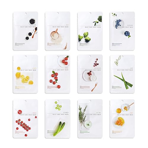 EUNYUL [Pack of 12] Daily Care Face Sheet Mask Pack 12 types Korean Skincare Hydrating & Nourishing Face masks beauty - 12 Types