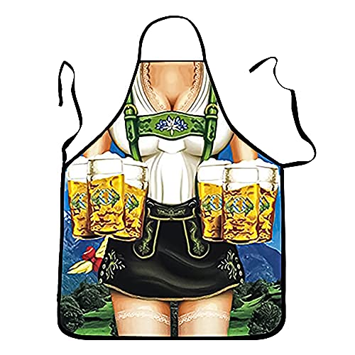MOLDTAS Funny Apron Dirndl Apron for German Oktoberfest Party Costume, Novelty Apron for Woman Female Apron for Kitchen Cooking BBQ Baking