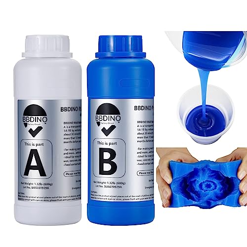 BBDINO Silicone Mold Making Kit, 30A Liquid Silicone for Mold Making 2.64 lbs (42 Oz), Fast Cure Mold Making Silicone Rubber, 1:1 Ideal for Casting Resins Molds & Silicone Molds Sapphire Blue