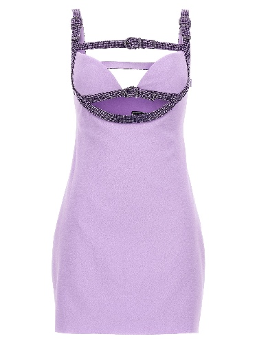 Versace X Dua Lipa Crystal Cut Out Dress Dresses Purple - 40IT