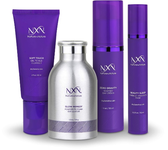 NxN Total Moisture 4-Step Anti-Aging Treatment & Dry Skin Facial System, Skin Care Kit with Moisturizer, Gentle Cleanser, Powder Exfoliator, Evening Face Mask - Hydrate Skin & Reduce Wrinkles - 