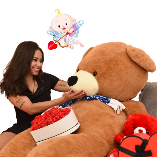 Pathosio Giant Teddy Bear 6 Feet - Huge Stuffed Animals Giant Bear, Baby Shower/Birthday Party Giant Teddy Décor, Squishy Huge Teddy Bear for Bed, Large Teddy Bear Comfort Pillow, Brown Large Bear - 6FT Brown