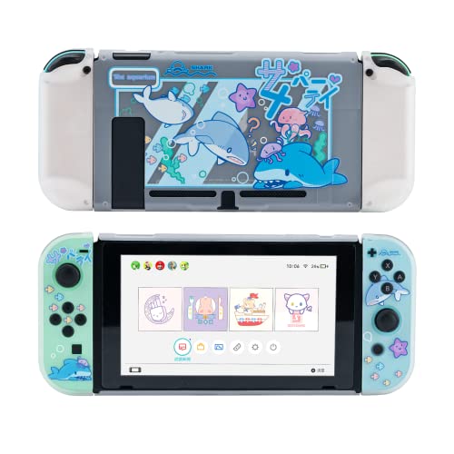 GeekShare Protective Case Slim Cover Case Compatible with Nintendo Switch Only - Shock-Absorption and Anti-Scratch Cover Skin for Switch - Shark Party (for Switch 2017) - For Switch 2017
