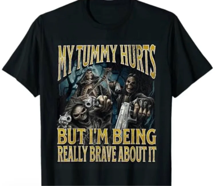 My Tummy Hurts Funny Hard Skeleton Meme Bootleg T-Shirt Golf - TikTok Shop