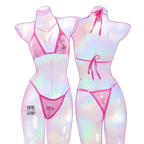 Sparkle - Retro Charm Anime Swimsuit - Pink & Pink / 2XL/3XL