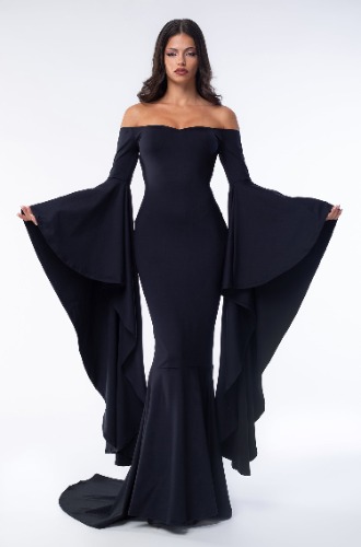 Gothic Grace Off-Shoulder Dress | S