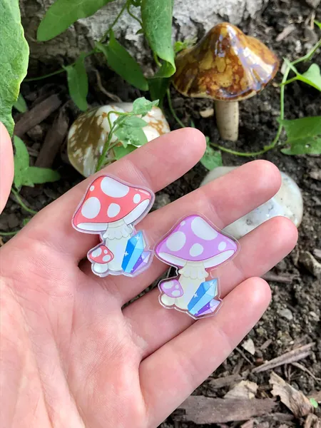 Mushrooms & Crystals Acrylic Pins