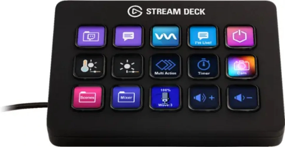 Elgato - Stream Deck MK.2 Full-size Wired USB Keypad with 15 Customizable LCD keys and Interchangeable Faceplate - Black
