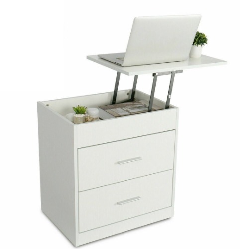 Wooden Side Table with Extendable Cover Top