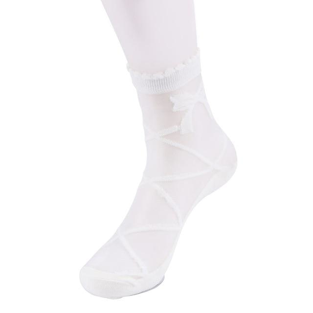 Transparent Princess Socks - White Bow
