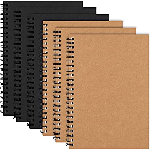 EOOUT 6 Pack Blank Notebook, Unlined Spiral Notebook, Plain Notebook, 5.5 x 8.3 Inches, 100 GSM,50 Sheets, Sketch Books for Gifts, Drawing, Art, Students and Office Supplies - 8.3 x 5.5 - Blank-6pack